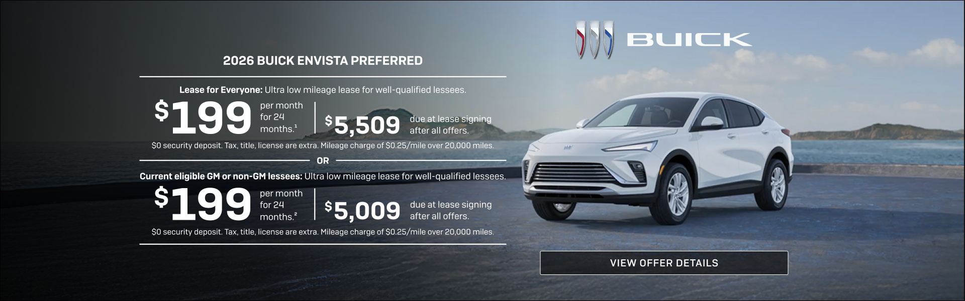 Lease for Everyone: Ultra low mileage lease for well-qualified lessees.

$199 per month for 24 mo...