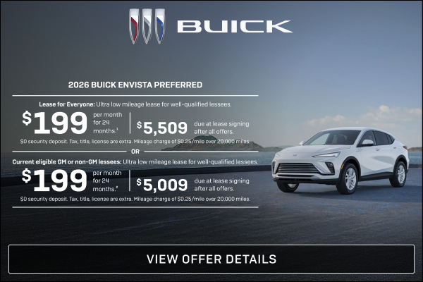 Lease for Everyone: Ultra low mileage lease for well-qualified lessees.

$199 per month for 24 mo...