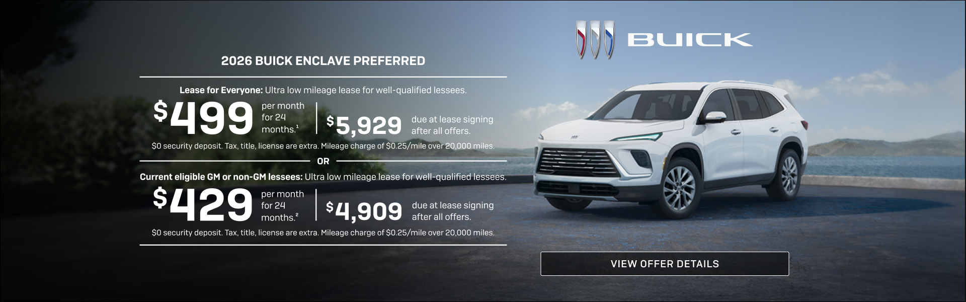 Lease for Everyone: Ultra low mileage lease for well-qualified lessees.

$499 per month for 24 mo...
