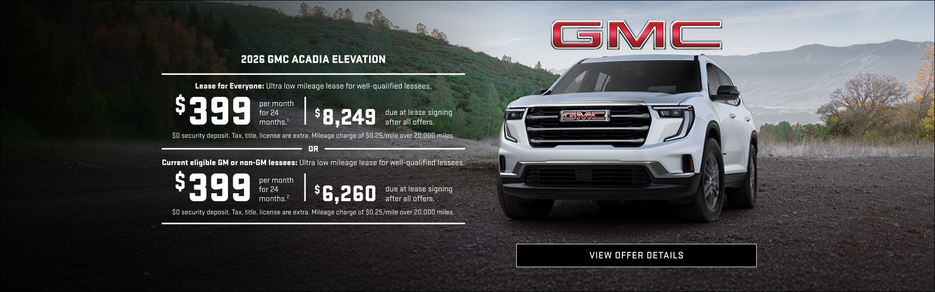 Lease for Everyone: Ultra low mileage lease for well-qualified lessees.

$399 per month for 24 mo...